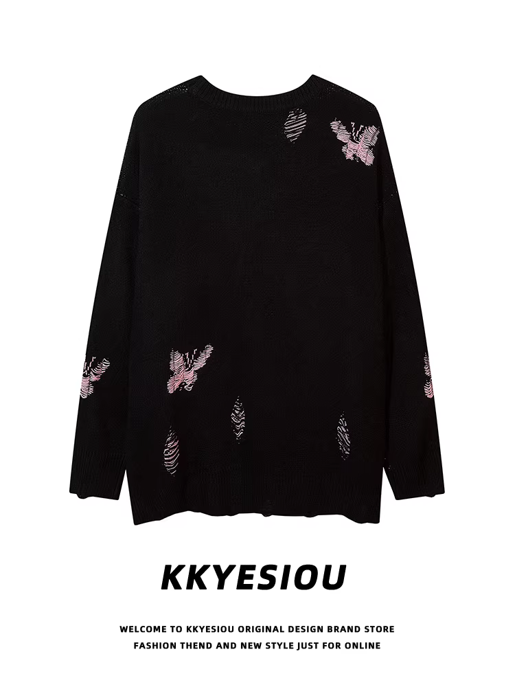 Áo len cặp đôi phong cách retro Mỹ, kiểu dáng lười biếng, unisex, dáng rộng, thời thượng, phối màu nổi bật, chất liệu dệt kim.