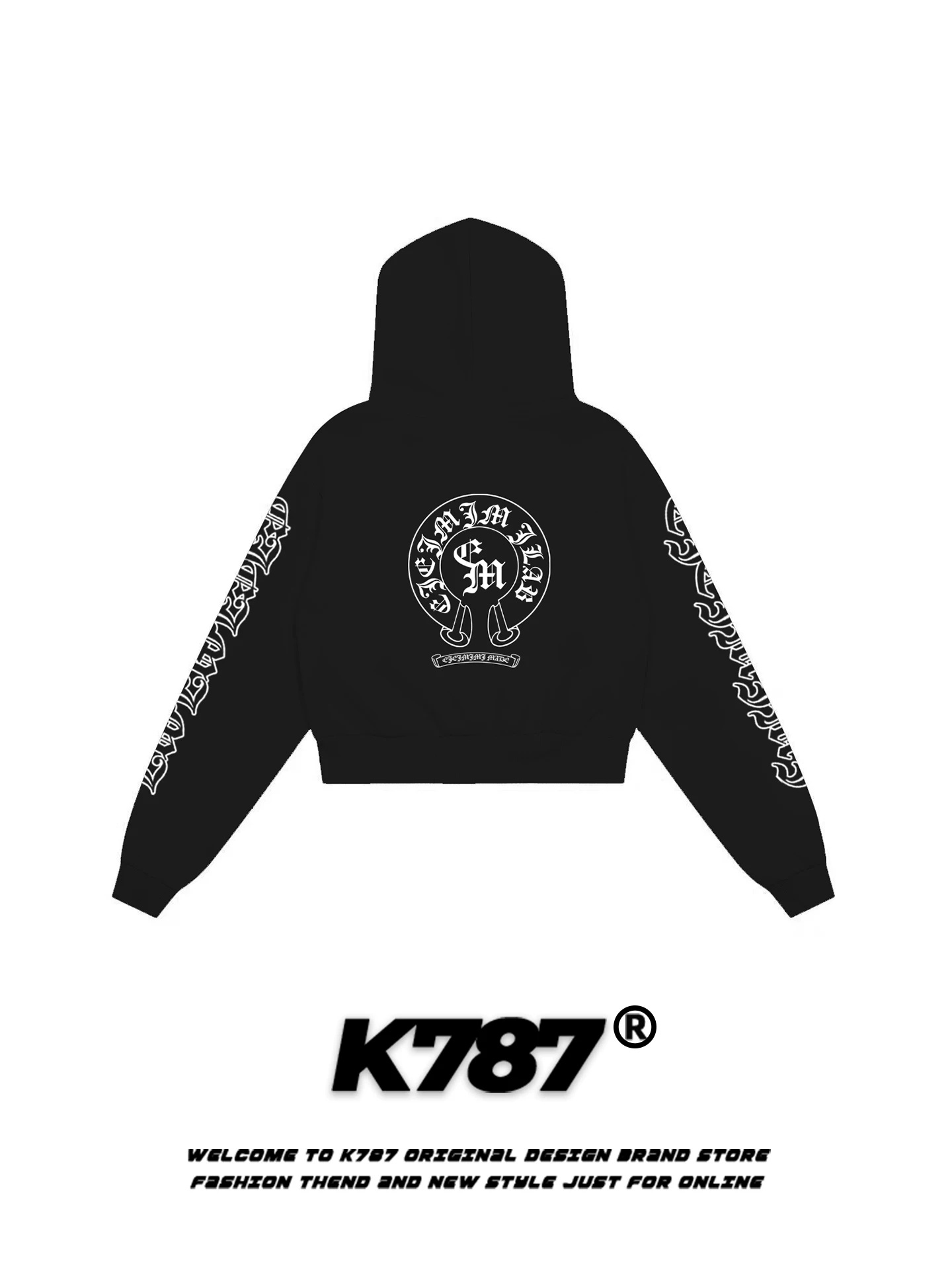 Áo khoác ngắn kiểu dáng cổ điển Mỹ K787, họa tiết hoa, phong cách gothic, áo cardigan nữ, áo thể thao, đi làm, dạo phố, áo hoodie