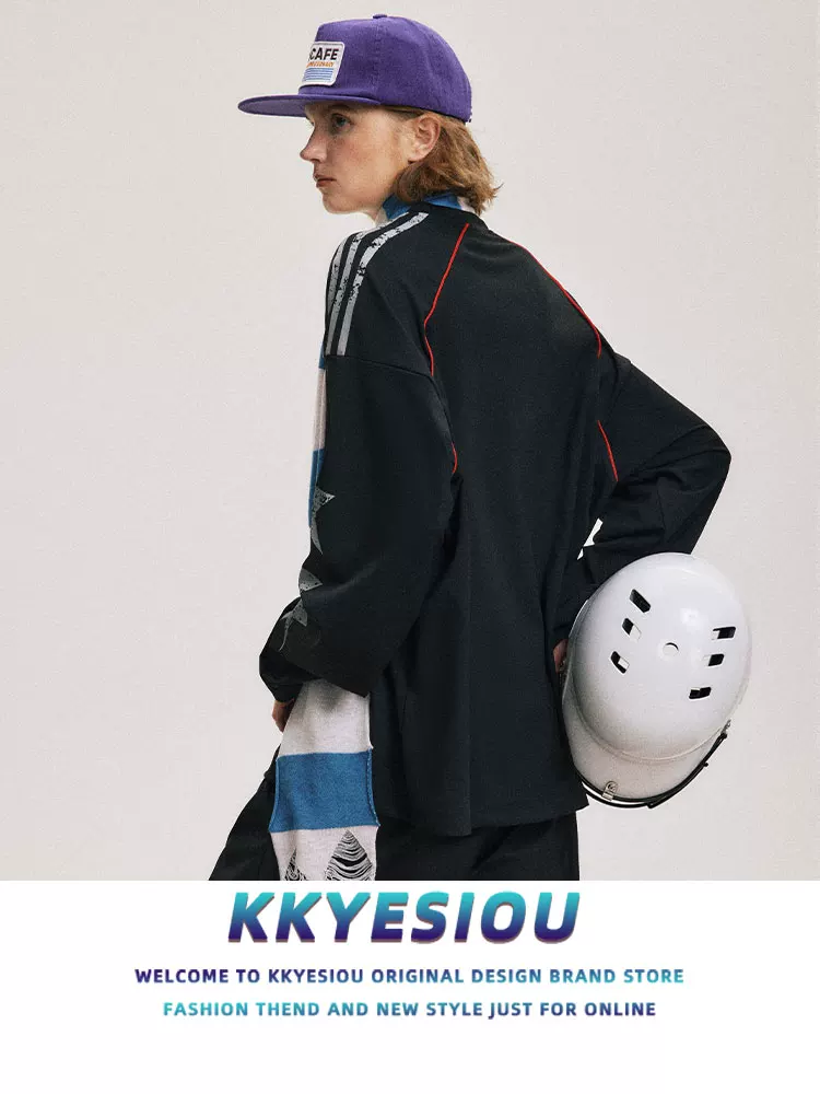 Áo nỉ thể thao đường phố cổ điển kiểu Mỹ KKyesiou, unisex, rộng rãi, đa năng, số 96, áo đôi