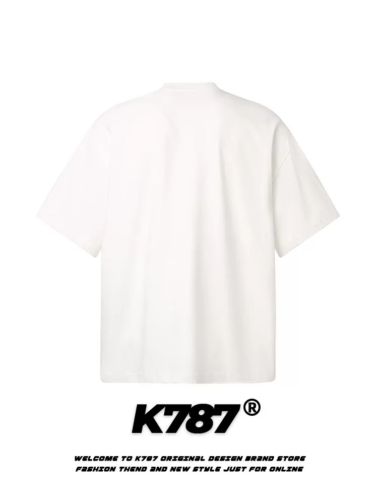 K787 Áo thun ngắn tay in chữ theo xu hướng quốc gia cổ điển của Mỹ unisex áo thun oversized đa năng áo đôi đa năng