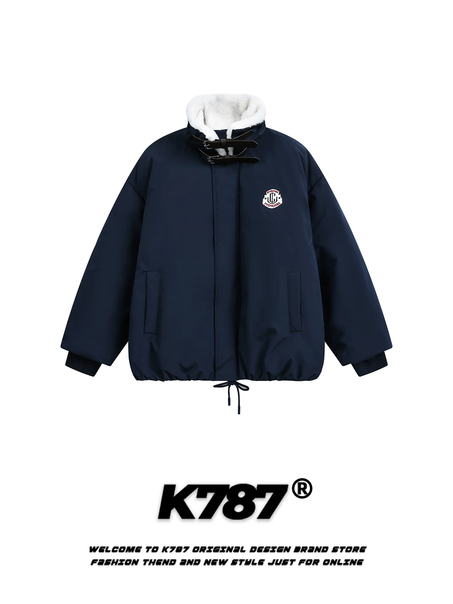 Áo khoác cotton cổ đứng kiểu cổ điển K787 của Mỹ dành cho nam và nữ, dáng rộng, ấm áp, dày dặn, áo khoác cotton đa năng dành cho cặp đôi.
