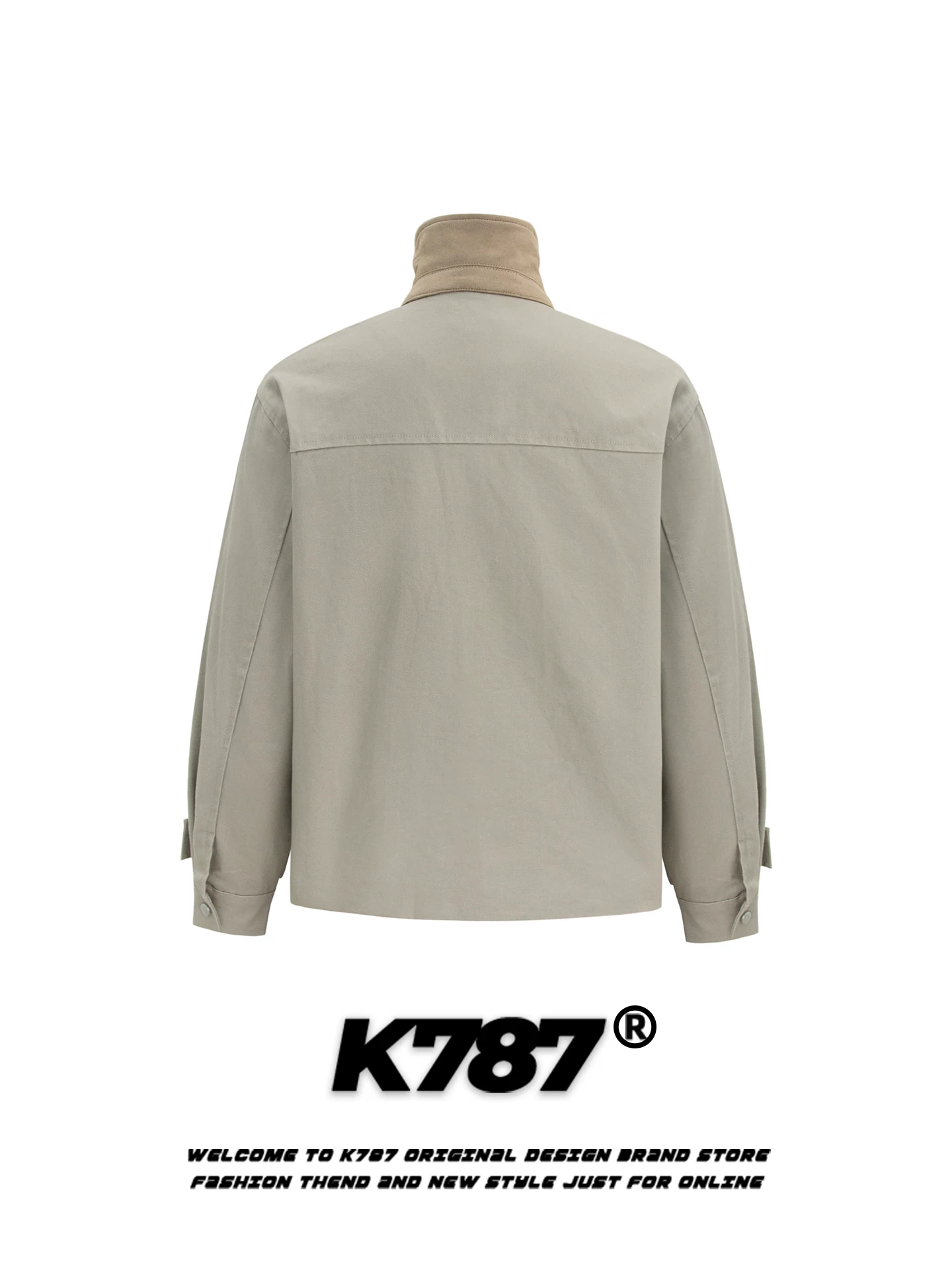 Áo khoác cổ đứng phối màu phong cách retro Mỹ in hình ngựa K787, unisex, thời trang, rộng rãi, phong cách thường ngày, áo khoác cặp đôi, áo khoác công sở