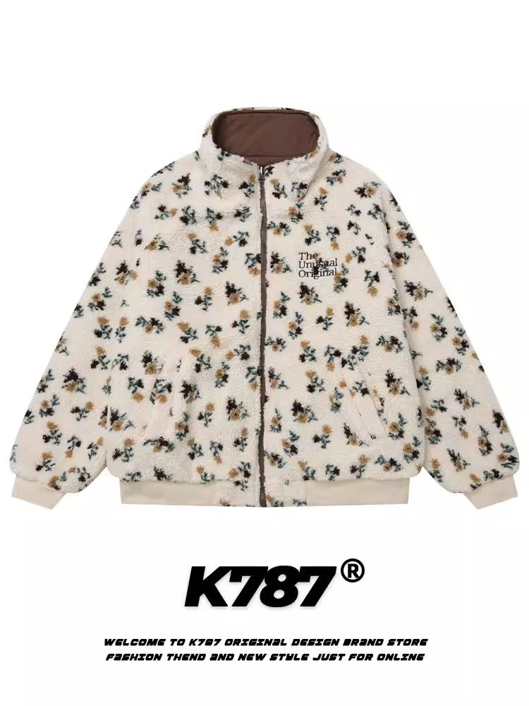 Áo khoác cotton hoa văn kiểu Trung Quốc K787 có thể mặc hai mặt dành cho nam và nữ, lót lông cừu và dày dặn, áo khoác cotton thêu kiểu đường phố.