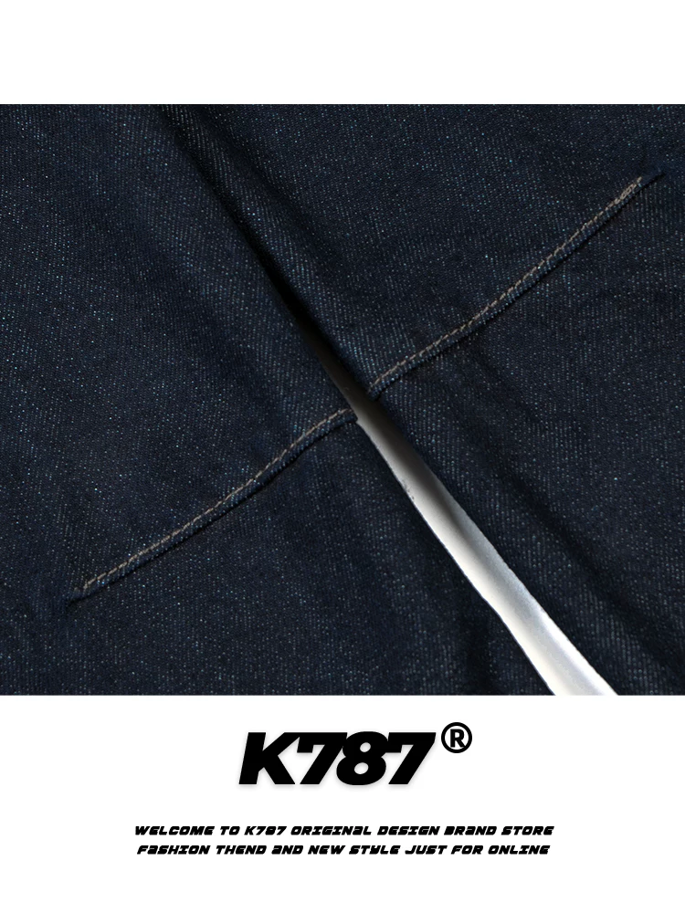 Quần jeans dáng thẳng unisex phong cách retro Mỹ K787, chất liệu denim màu trơn, kiểu dáng hiện đại, xu hướng quốc dân, phong cách đường phố, dành cho cặp đôi, mặc thường ngày.