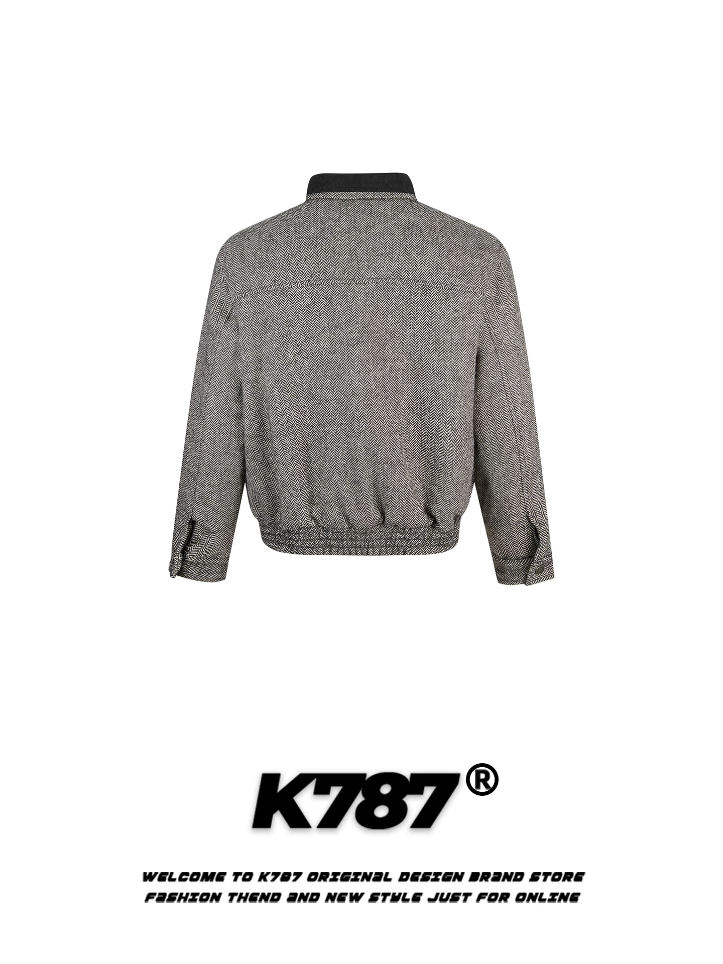 Áo khoác cotton có cổ phối màu kiểu retro Mỹ K787 dành cho nam và nữ, dáng rộng, ấm áp, áo khoác cotton dày dặn dành cho cặp đôi mùa đông.