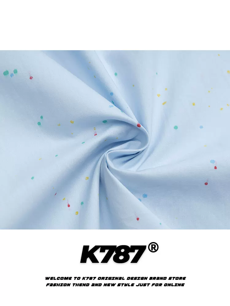 K787 Áo sơ mi dài tay thêu họa tiết chấm bi phong cách retro Mỹ unisex khăn choàng phong cách đại học áo khoác cặp đôi giản dị