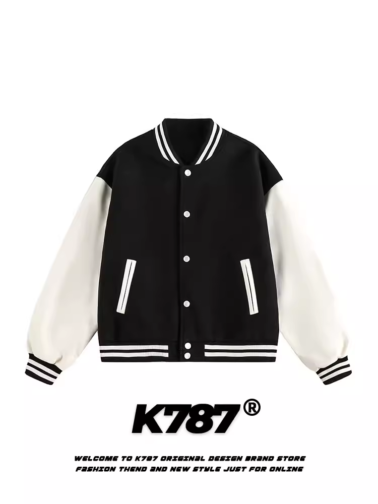 K787 Áo khoác bóng chày sọc phong cách đường phố Mỹ unisex phong cách đại học Y2K áo khoác cặp đôi đa năng