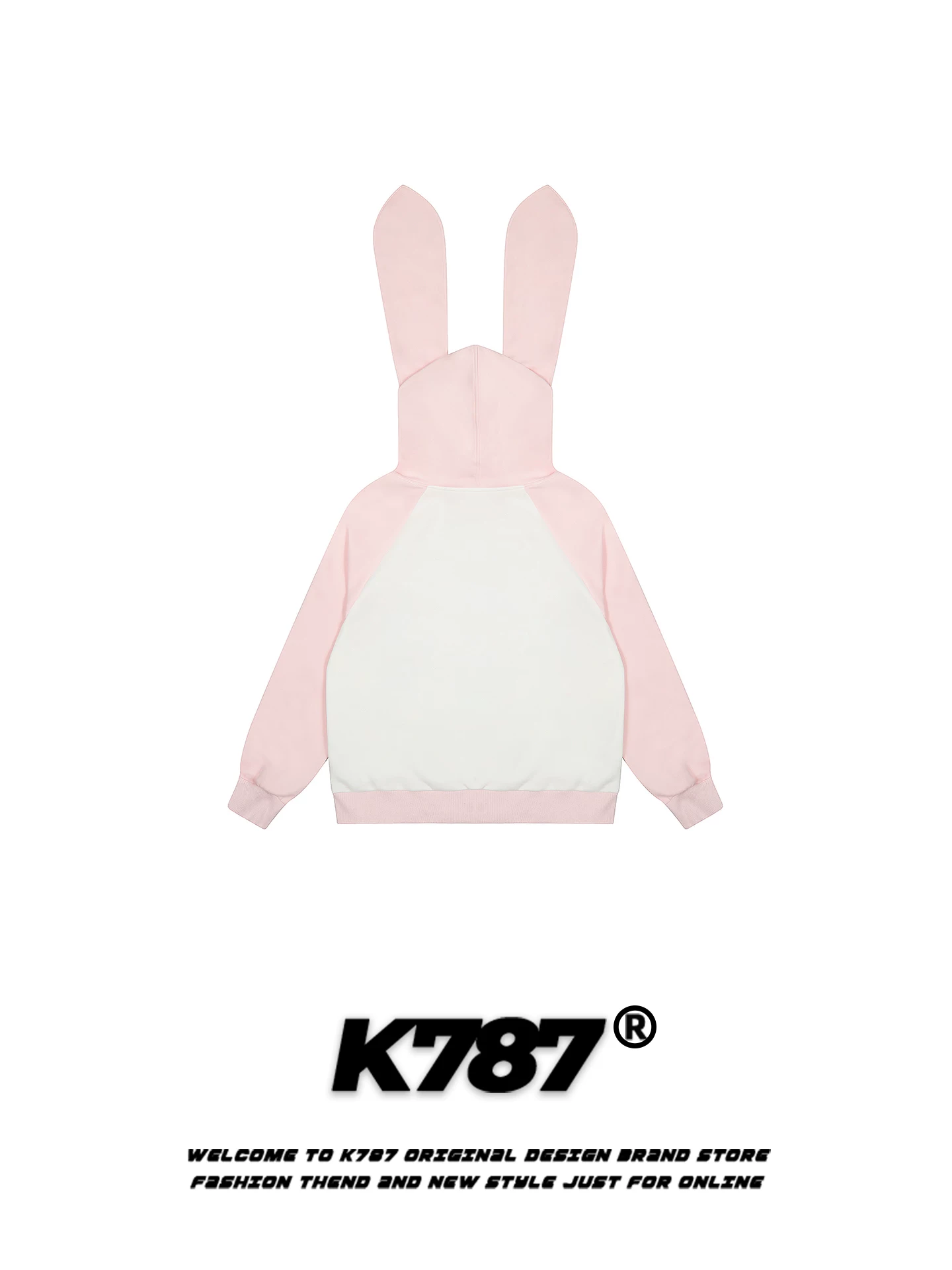 Áo khoác hoodie nữ K787 kiểu Mỹ, tai thỏ, cổ lông, phong cách Á nhẹ nhàng, kiểu Y2K, phối màu, áo khoác năng động
