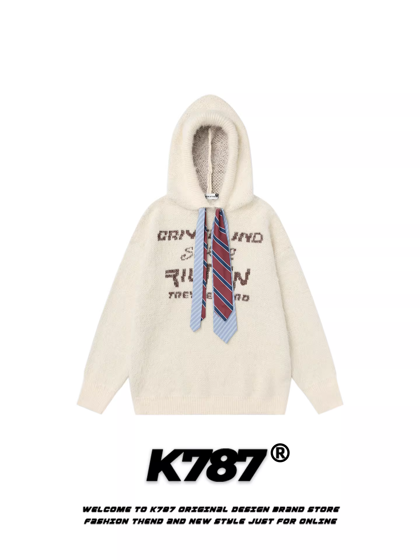 Áo len có mũ trùm đầu kiểu Mỹ cổ điển K787 dành cho nam và nữ, kiểu dáng rộng rãi, thoải mái, phong cách thời trang, thương hiệu hợp xu hướng, chất liệu len ngắn cho mùa thu.