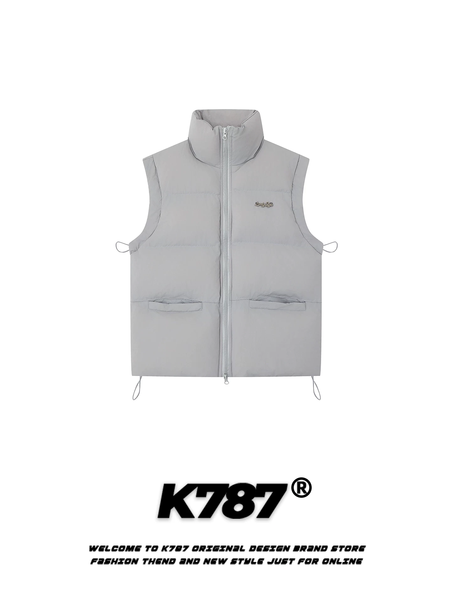 Áo gile cotton dày giữ ấm cổ đứng màu trơn kiểu Mỹ cổ điển K787 dành cho nữ, áo gile không tay phối lớp dày dặn kiểu cặp đôi, áo khoác ngắn