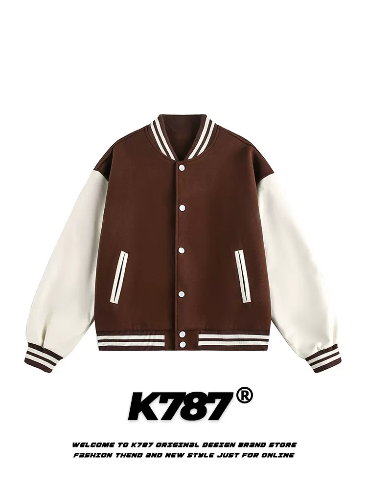 K787 Áo khoác bóng chày sọc phong cách đường phố Mỹ unisex phong cách đại học Y2K áo khoác cặp đôi đa năng