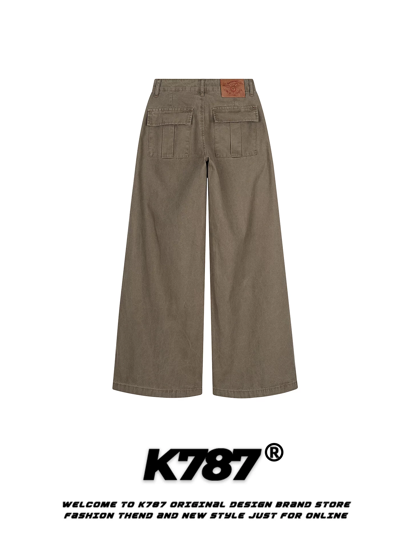 Quần cargo unisex K787 kiểu Mỹ cổ điển, màu trơn, chất liệu dày dặn, dáng xuông rộng, cạp cao, dài chấm đất, đa năng.