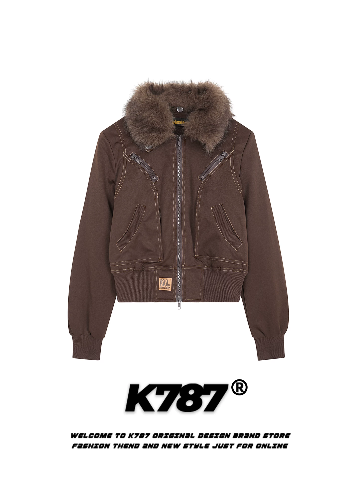 Áo khoác cotton kiểu dáng cổ điển Mỹ K787 có cổ lông thú, dành cho nam và nữ, thương hiệu thời trang Melard, áo khoác ngắn chất liệu cotton dày dặn, kiểu dáng công sở.
