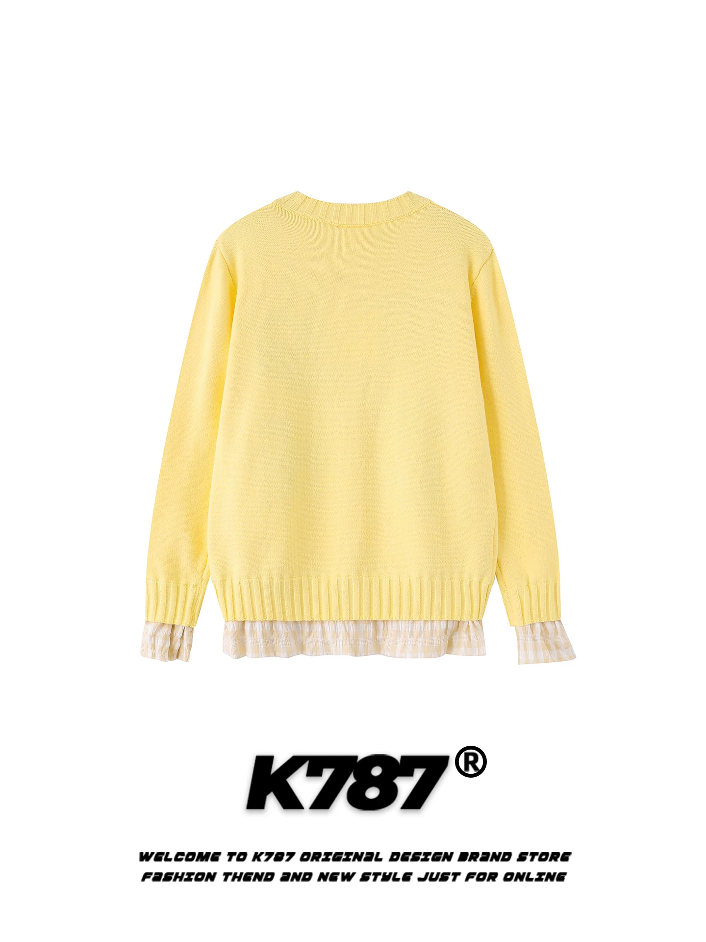 K787 Áo len cardigan kiểu Mỹ cổ điển hình mèo áo khoác giả hai mảnh phong cách đại học cô gái ngọt ngào áo len ngắn dệt kim