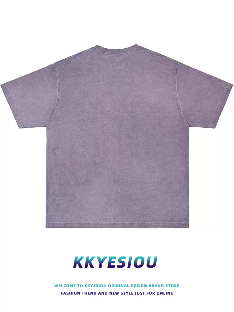Áo thun nam KKyesiou hip-hop in hình đầu to, kiểu dáng cũ kỹ, tay ngắn, phong cách retro Mỹ, size lớn, dành cho cặp đôi