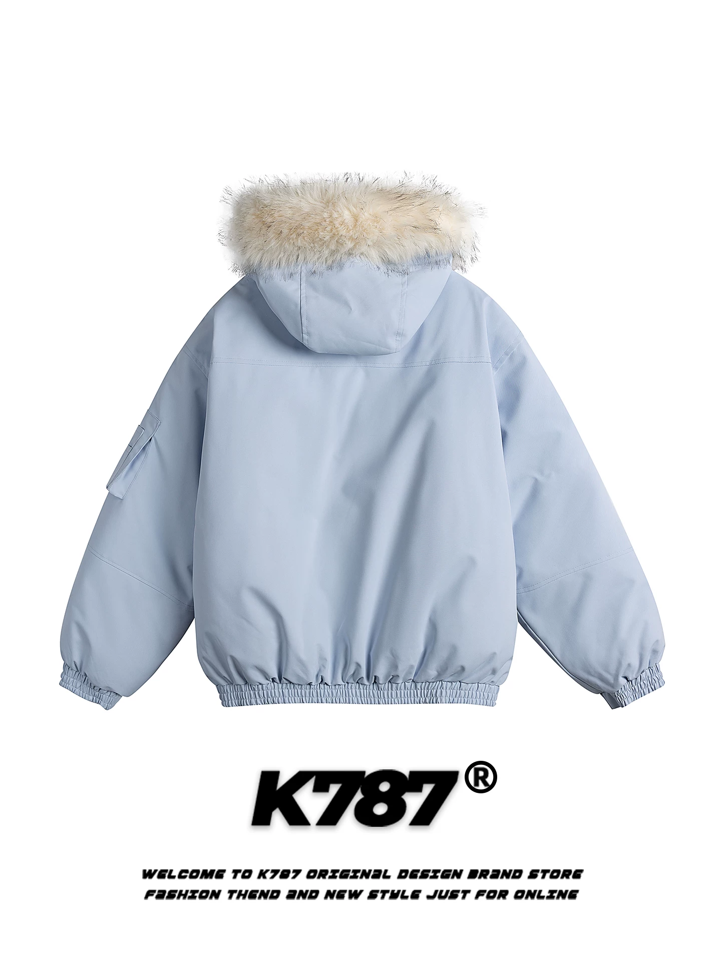 Áo khoác parka có mũ trùm đầu, cổ lông phong cách retro Mỹ K787 dành cho nam và nữ, áo khoác cotton giữ ấm mùa đông, kiểu dáng unisex thời trang dành cho cặp đôi