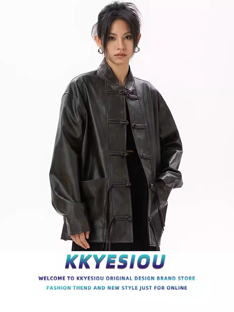 Áo khoác da lộn kiểu dáng mới của Trung Quốc KKyesiou dành cho nam và nữ, phong cách hip-hop đường phố