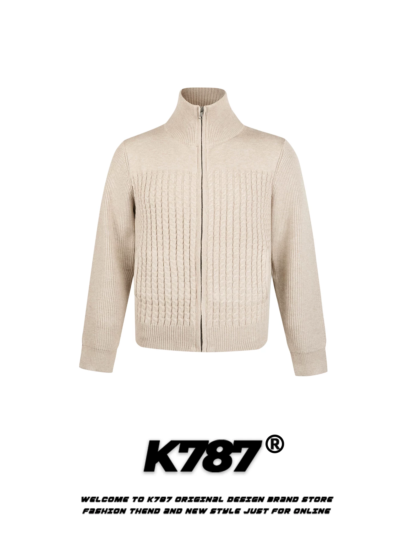 Áo len cardigan họa tiết xoắn cổ điển Mỹ K787 dành cho nam và nữ, kiểu dáng rộng rãi, thoải mái, phong cách lười biếng, chất liệu dệt kim ấm áp cho mùa đông.