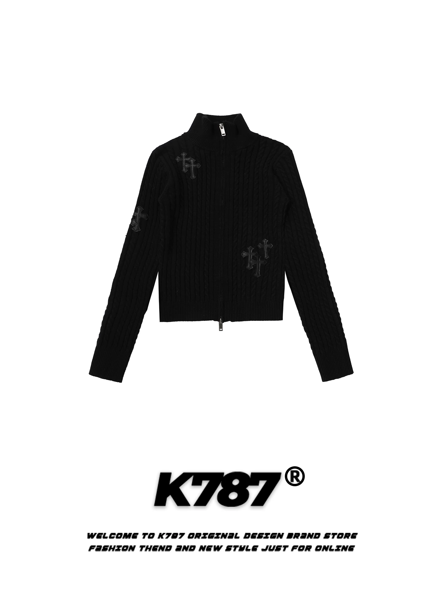 Áo len cardigan kiểu dáng đường phố Mỹ K787 dành cho nữ, ôm dáng, phong cách lười biếng, áo khoác dệt kim ấm áp