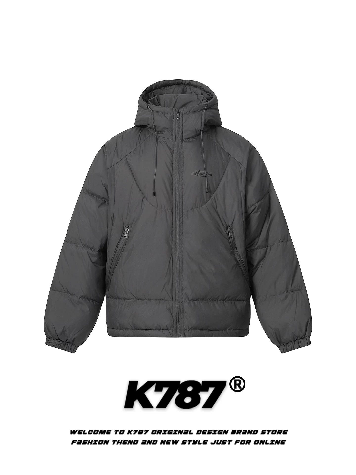 Áo khoác cotton cổ đứng có mũ trùm đầu kiểu cổ điển Mỹ K787 dành cho nam và nữ, áo khoác cotton dày dặn ấm áp mùa đông có khóa kéo dành cho cặp đôi.