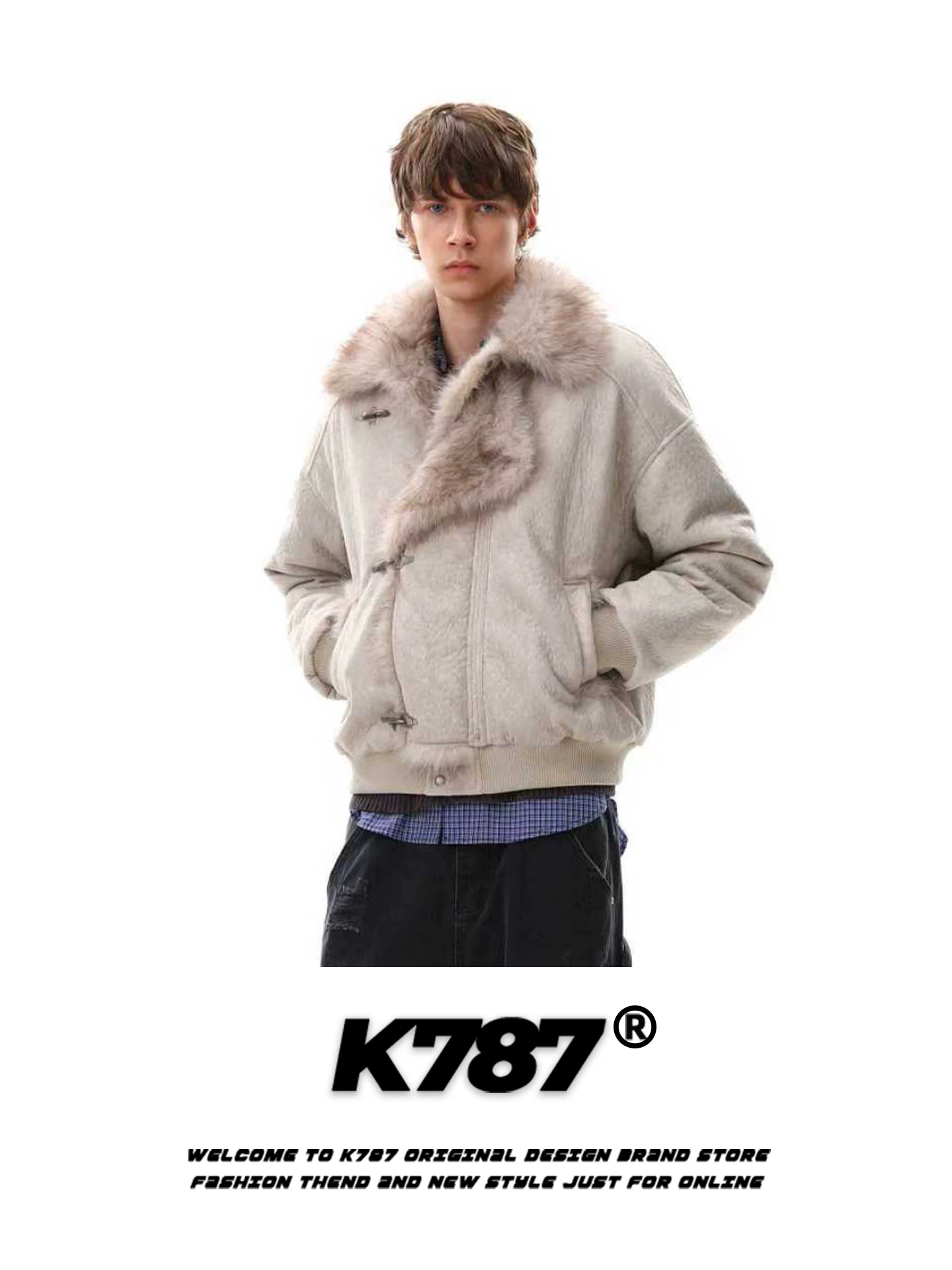 Áo khoác cotton có cổ khắc núi theo phong cách quốc gia K787 dành cho nam và nữ, dáng rộng, ấm áp, dày dặn, áo khoác cotton thông thường dành cho cặp đôi trong mùa đông.