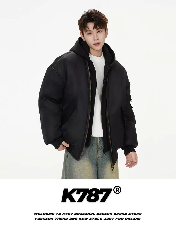 K787 Áo khoác parka có mũ trùm đầu dày hai lớp cổ điển kiểu Mỹ dành cho nam và nữ, áo khoác cotton dày dặn kiểu dáng quốc gia dành cho cặp đôi