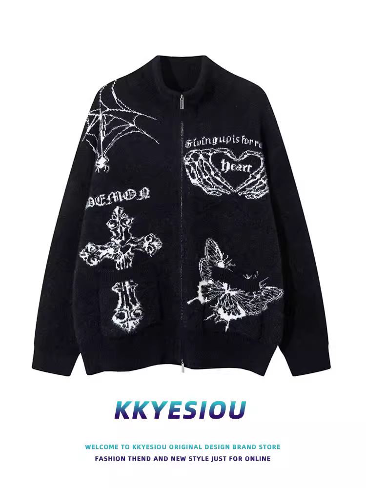 Áo len dệt kim cổ điển kiểu Mỹ KKyesiou dành cho nam và nữ, áo len cổ đứng đẹp trai kiểu cổ điển dành cho cặp đôi