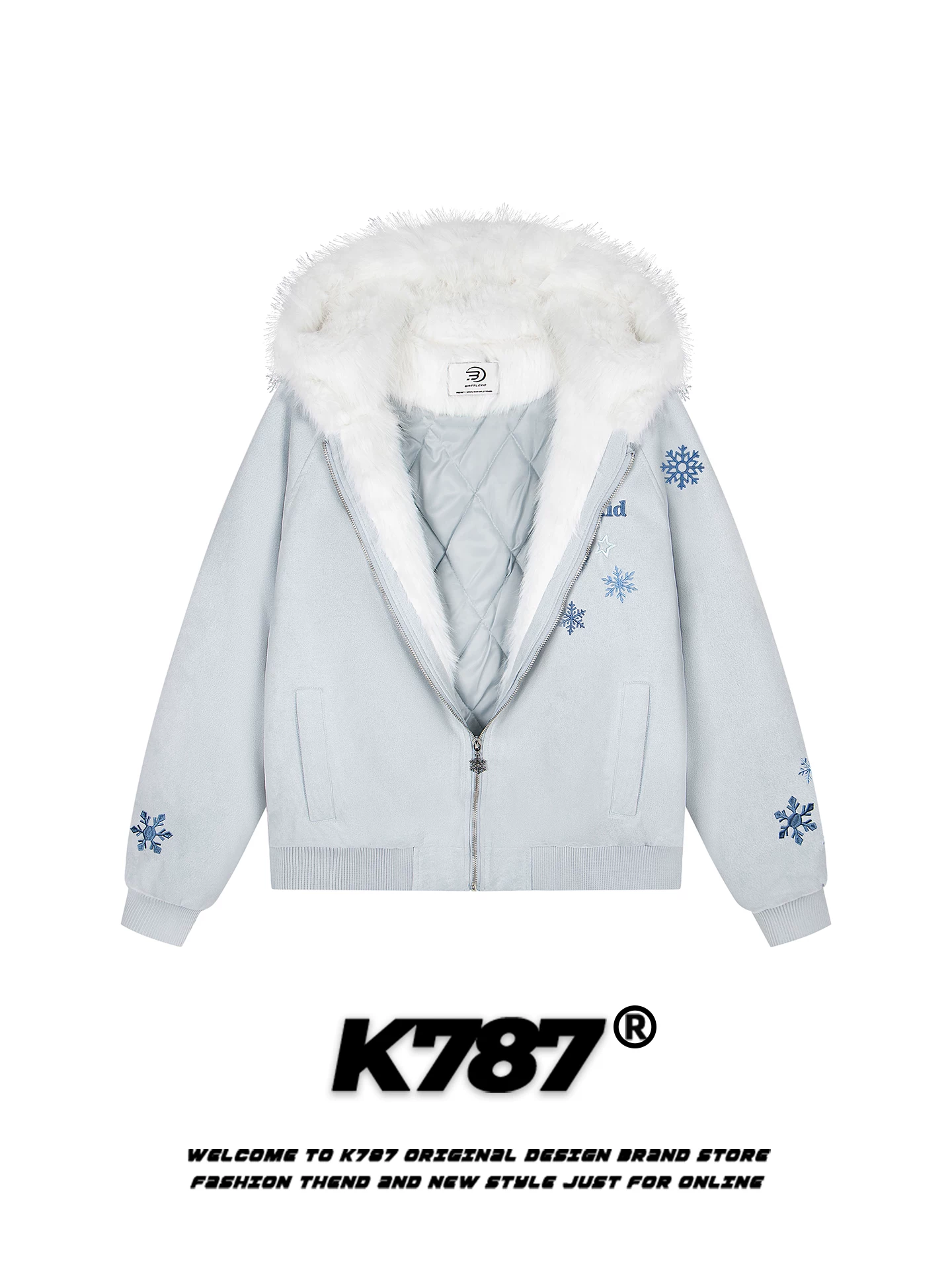 Áo khoác cotton có mũ trùm đầu kiểu dáng thời trang Mỹ K787 dành cho nam và nữ, dày dặn và ấm áp, áo khoác cotton lót bông dành cho cặp đôi mùa đông.