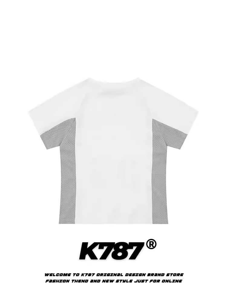 Áo thun thể thao hở vai K787 kiểu dáng thể thao, ôm eo, cổ chữ V khoét lỗ, phong cách BM, phong cách đường phố, thoáng khí, áo thun ngắn tay đa năng dành cho nữ.
