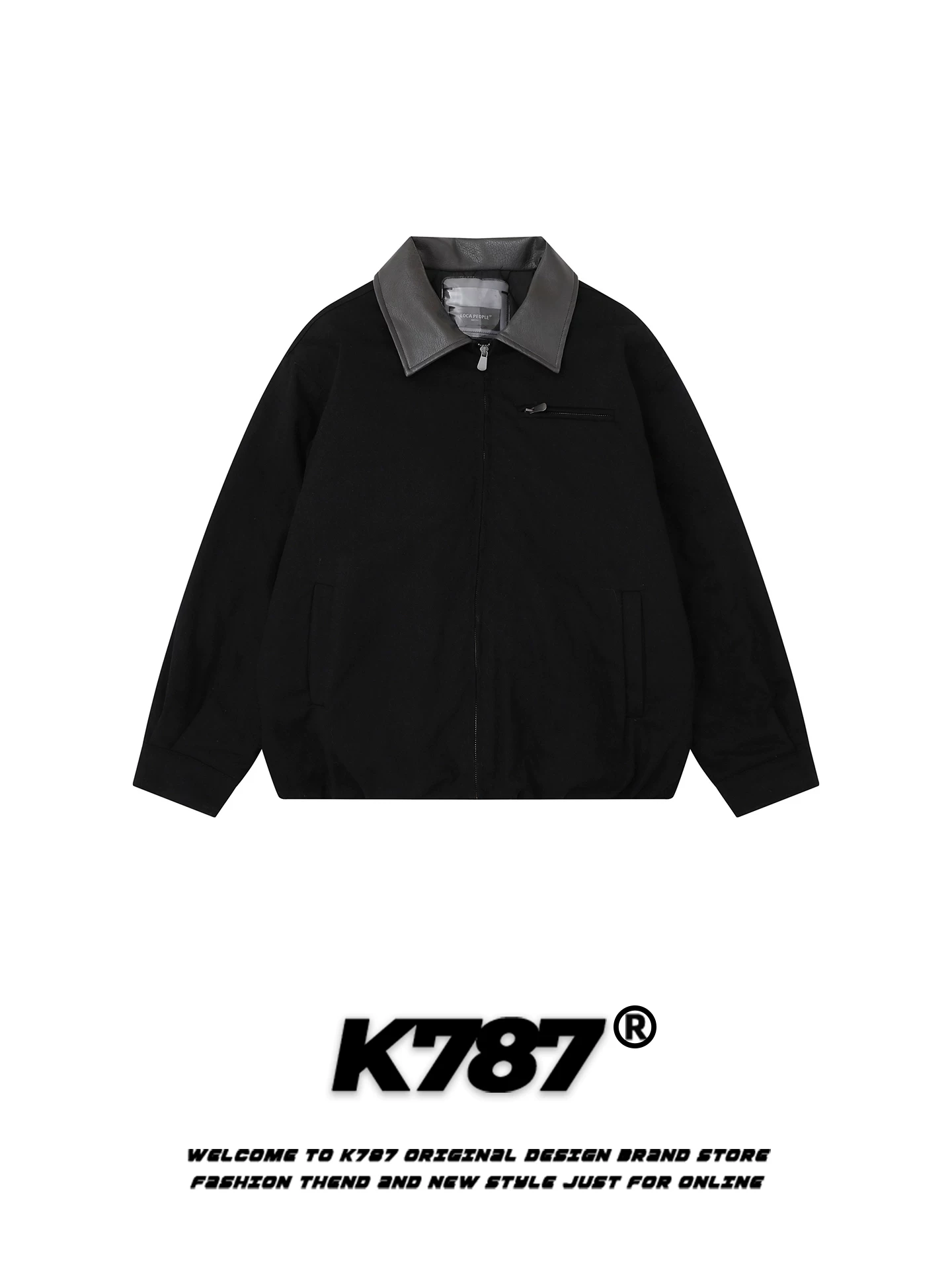 Áo khoác cotton có cổ bằng da PU kiểu cổ điển Mỹ K787 dành cho nam và nữ, áo khoác cotton ấm áp, dáng rộng, phong cách giản dị, hợp thời trang dành cho cặp đôi.