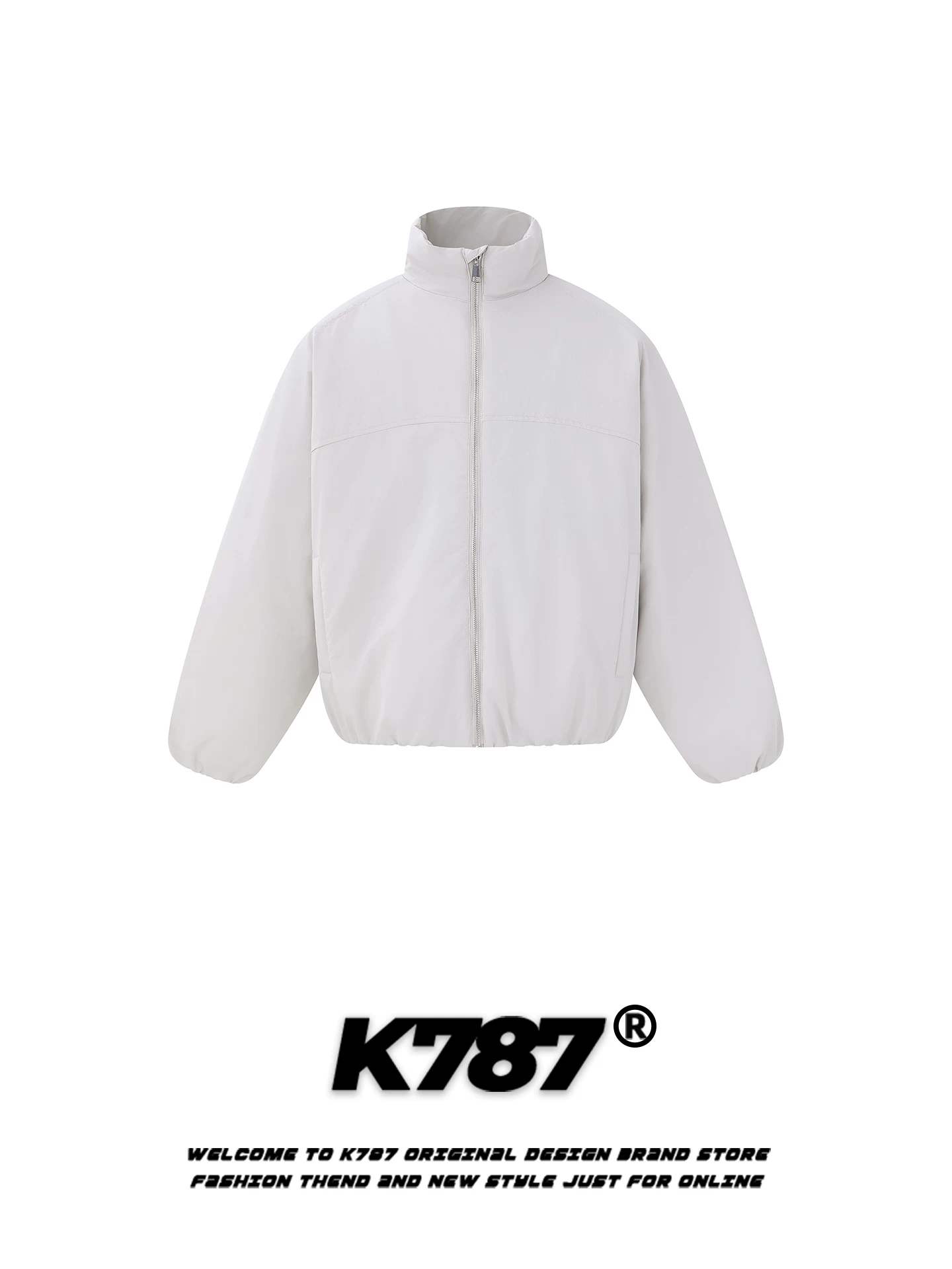 Áo khoác cotton cổ đứng màu trơn đơn giản kiểu Mỹ K787 dành cho nam và nữ, dáng rộng, ấm áp và dày dặn, áo khoác phao cặp đôi mùa đông 2025.