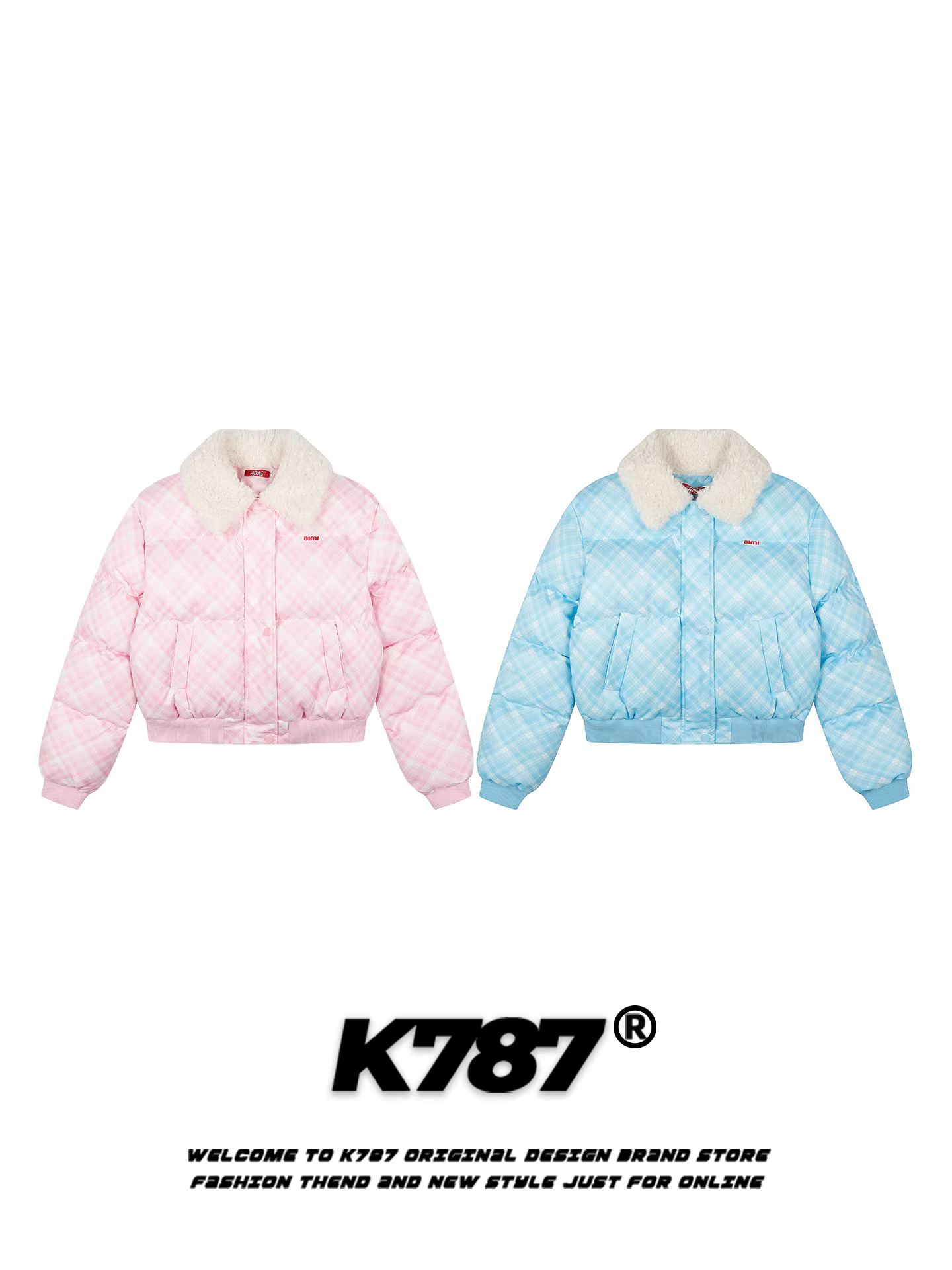 Áo khoác len cừu dáng khoác cổ điển, chất liệu cotton, kiểu dáng dễ thương và ngọt ngào dành cho nữ, họa tiết ca rô, ấm áp, trẻ trung, áo phao mùa đông ins2025