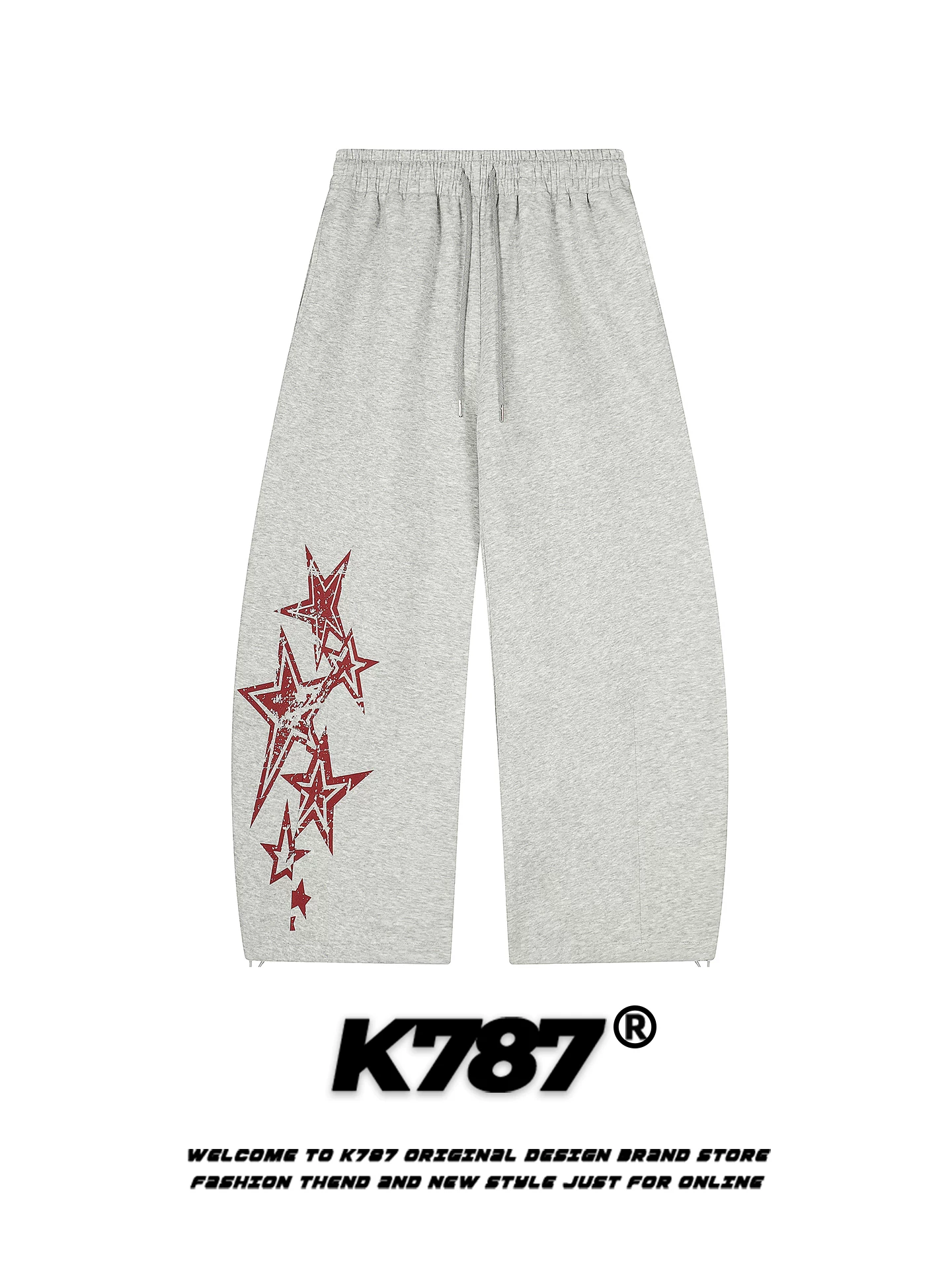 Quần thể thao in hình phong cách đường phố Mỹ K787, unisex, dáng rộng, thiết kế thời trang, kiểu dáng quần ống rộng, xu hướng mới.