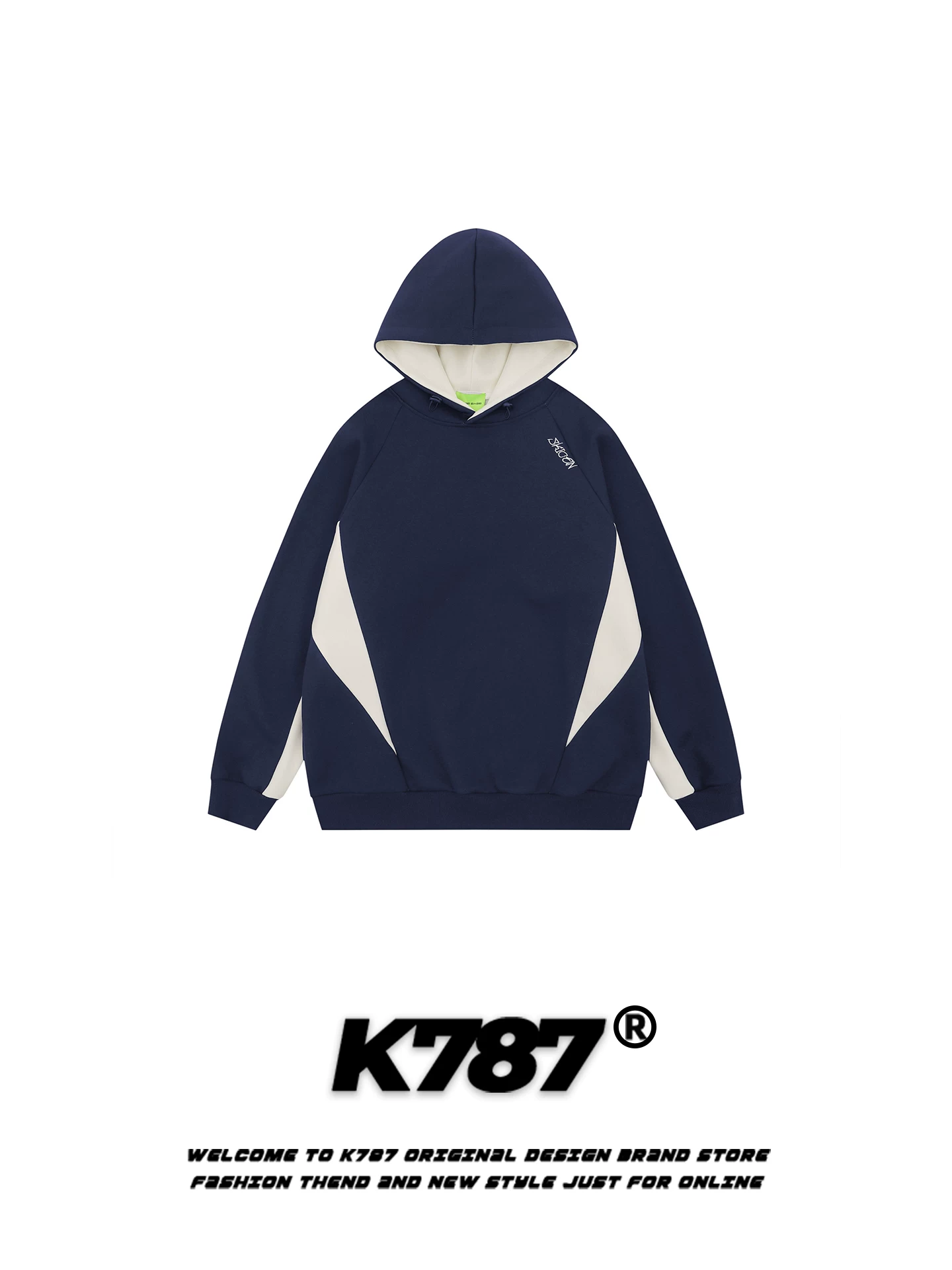 Áo hoodie màu sắc phối hợp theo phong cách retro Mỹ K787 dành cho nam và nữ, thương hiệu thời thượng, áo khoác hoodie cặp đôi dáng rộng, phong cách thường ngày, thích hợp đi làm