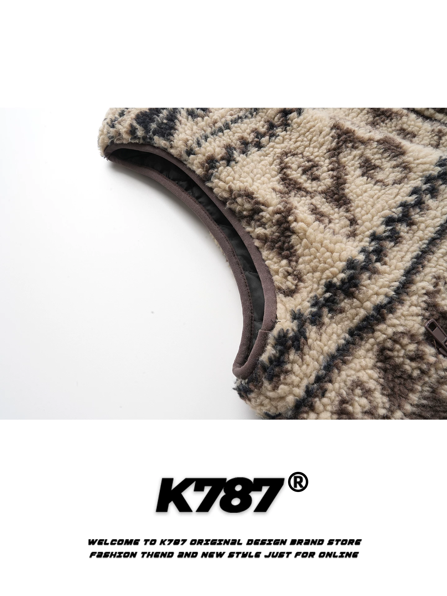 Áo vest cổ đứng phong cách dân tộc Fair Isle cổ điển Mỹ K787 dành cho nam và nữ, áo khoác có khóa kéo ấm áp, kiểu dáng thường ngày, mặc nhiều lớp, dành cho cặp đôi