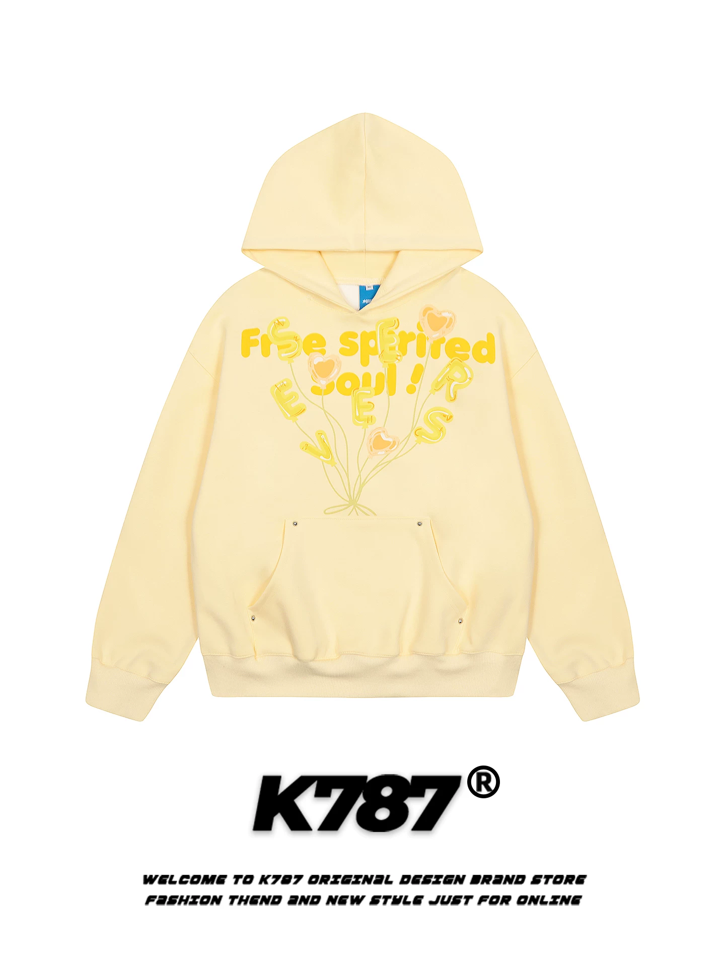 Áo hoodie in chữ phong cách đường phố Mỹ K787 unisex, kiểu dáng rộng rãi, hợp thời trang, thương hiệu nổi tiếng, áo khoác ngắn mùa thu