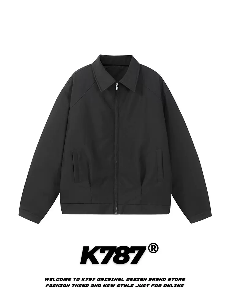 Áo khoác cotton cổ điển kiểu Mỹ K787, màu trơn, dáng ôm, unisex, xu hướng quốc dân, đa năng, mùa đông 2024