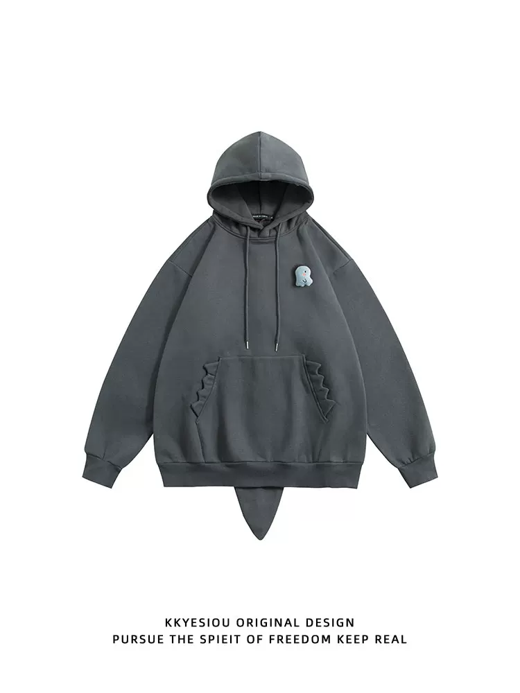 Áo hoodie cặp đôi trang trí đuôi khủng long nhỏ dễ thương KKyesiou dành cho nam và nữ, thiết kế mùa xuân mới