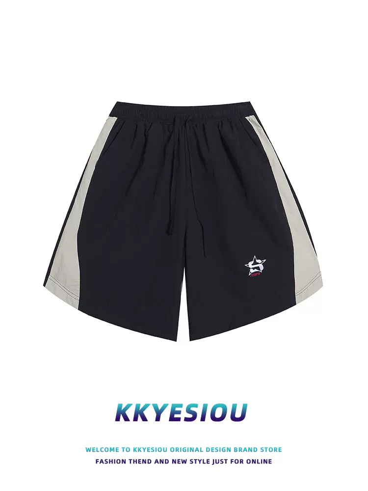 Áo sơ mi ngắn tay cổ đứng kiểu raglan của thương hiệu KKyesiou theo phong cách retro Mỹ dành cho nam có khóa kéo, kiểu dáng chức năng, áo cặp raglan