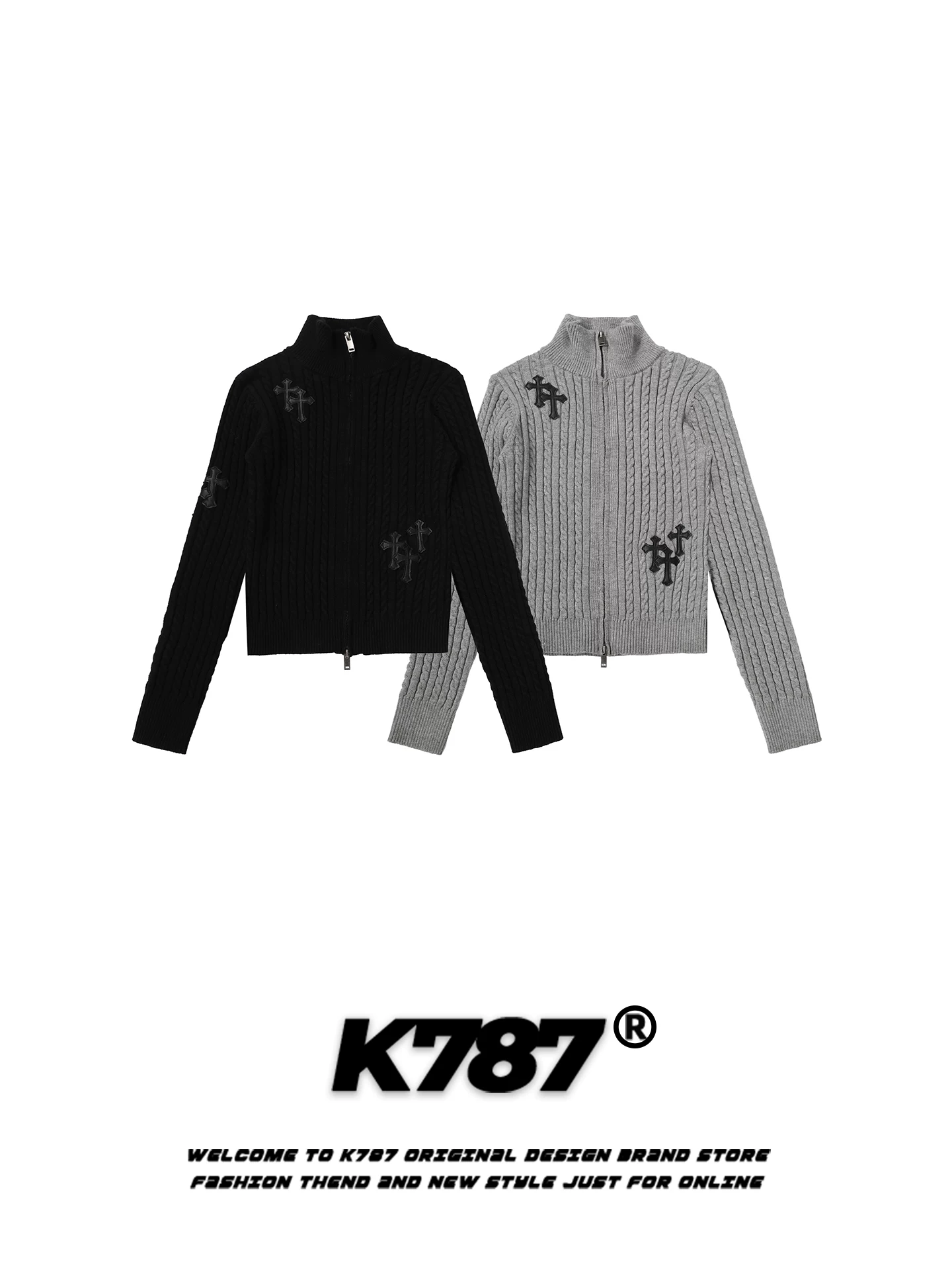 Áo len cardigan kiểu dáng đường phố Mỹ K787 dành cho nữ, ôm dáng, phong cách lười biếng, áo khoác dệt kim ấm áp