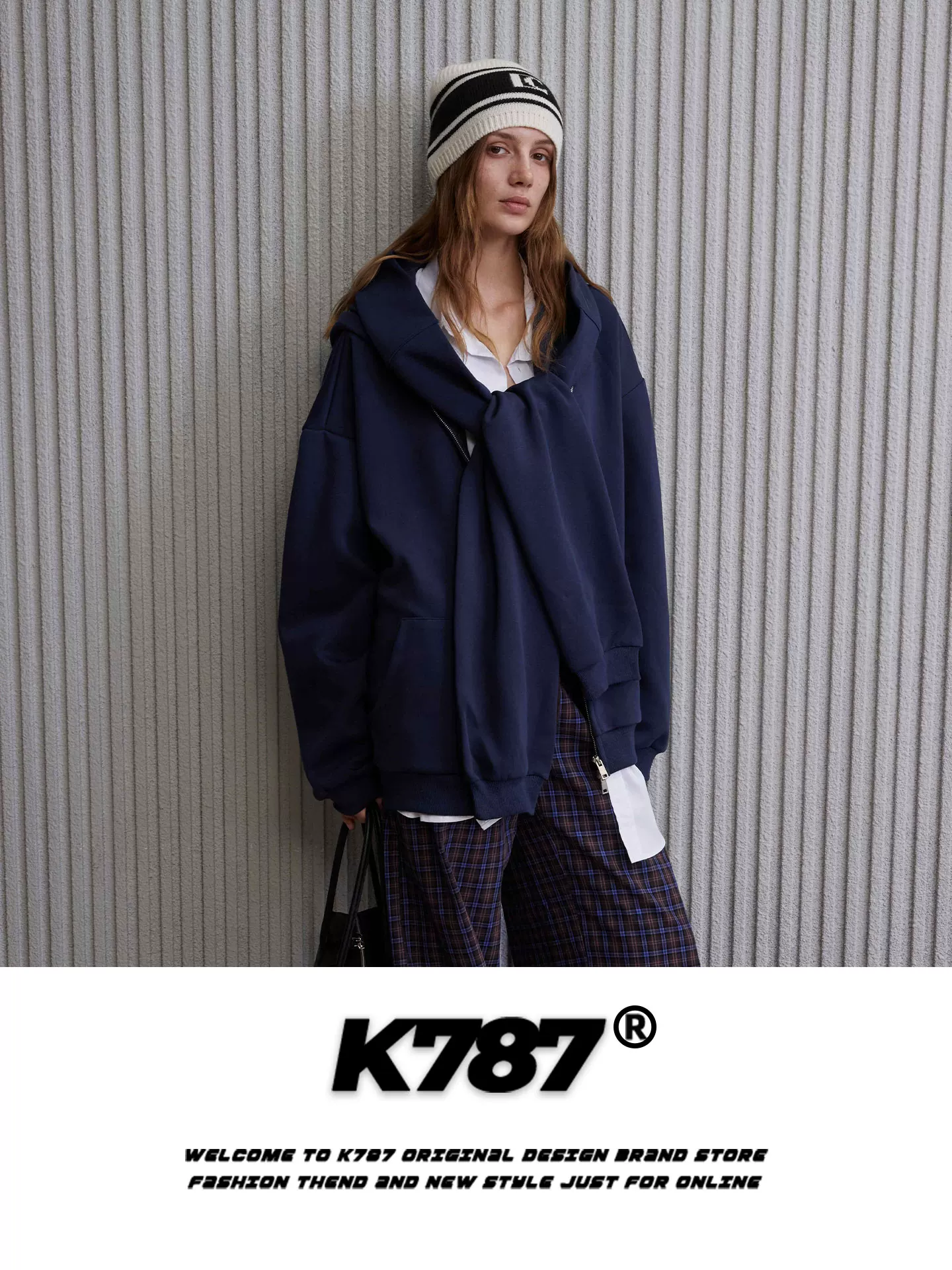 Áo hoodie giả hai mảnh kiểu Mỹ cổ điển K787, unisex, thời trang, phong cách đại học, áo khoác cặp đôi, kiểu dáng năng động