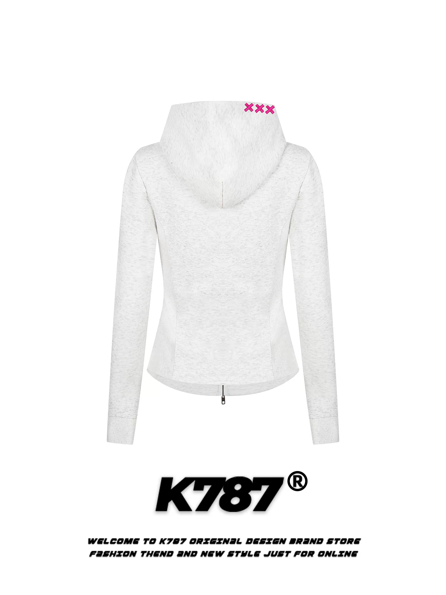 Áo khoác hoodie nữ kiểu dáng thể thao ôm eo, thêu chữ phong cách đường phố Mỹ K787