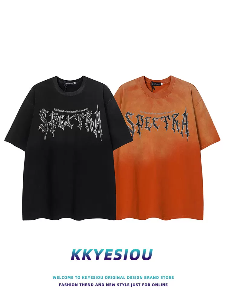 Áo thun ngắn tay kiểu dáng cổ điển kiểu Mỹ của thương hiệu KKyesiou dành cho nam và nữ áo thun oversize dành cho cặp đôi