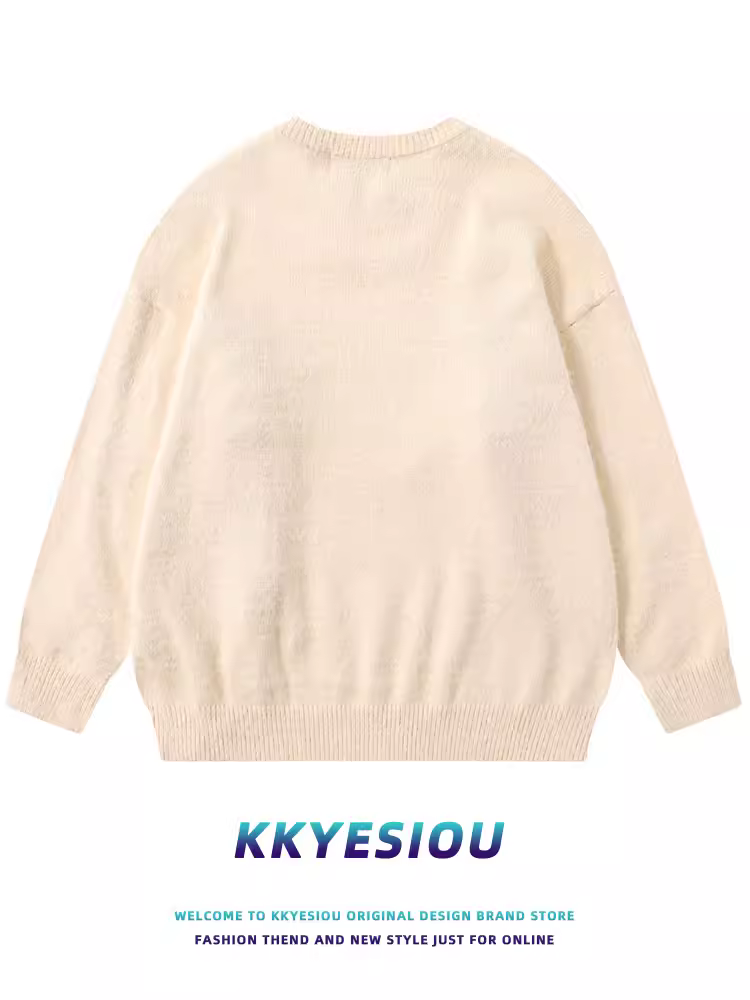 Áo len KKyesiou kiểu retro Mỹ dành cho nam và nữ, phong cách preppy, thiết kế đa năng, áo len cặp đôi