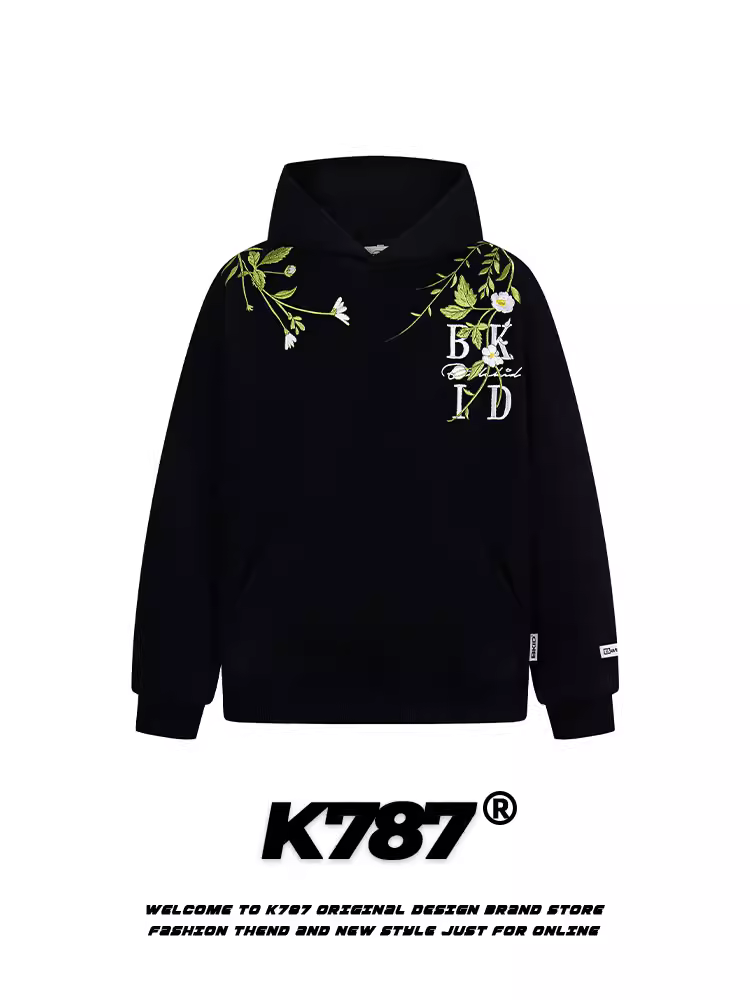 Áo hoodie thêu hoa phong cách retro Mỹ K787 dành cho nam và nữ, xu hướng quốc dân, phong cách năng động, áo khoác cặp đôi mùa thu 2025