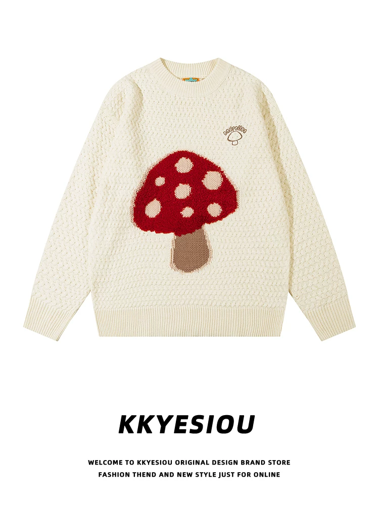 KKyesiou Áo len cặp đôi kiểu Nhật Bản vui nhộn kiểu Nhật Bản áo len dệt kim unisex phong cách đại học áo khoác len dáng rộng thông thường