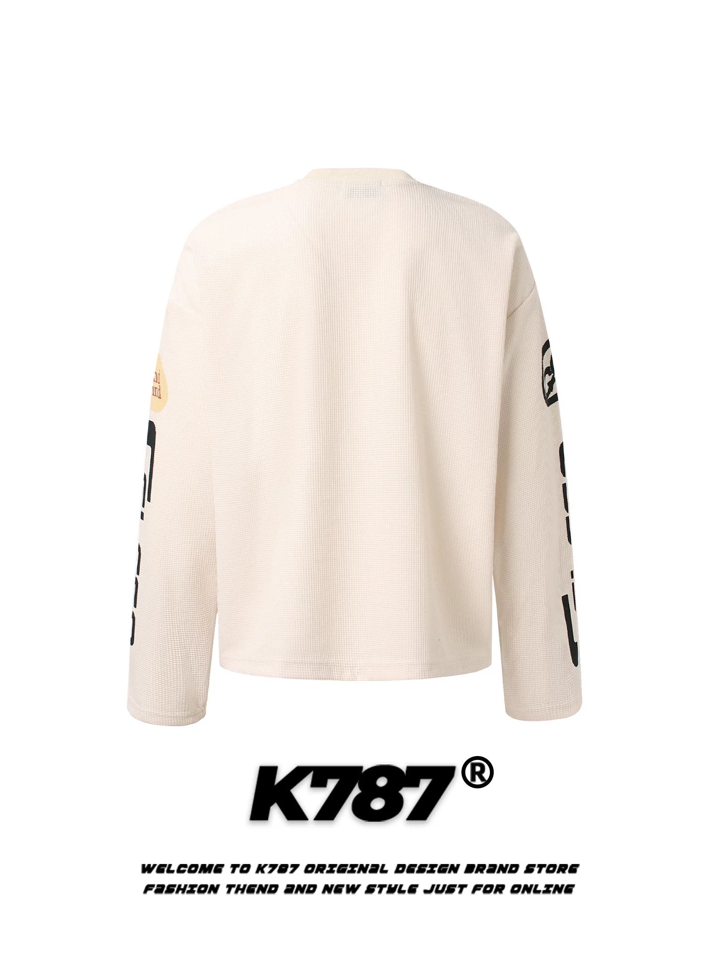 K787 Áo thun dài tay in chữ cổ điển kiểu Mỹ unisex hợp thời trang dáng rộng giản dị áo sơ mi cơ bản hàng đầu