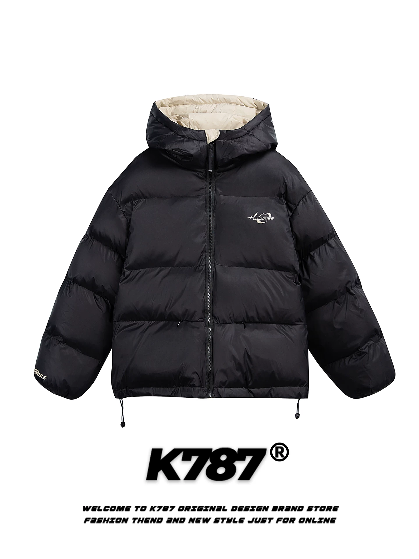 Áo khoác cotton có mũ trùm đầu màu trơn đơn giản kiểu Mỹ K787 dành cho nam và nữ, áo khoác phao dày dặn ấm áp dành cho cặp đôi mùa đông.