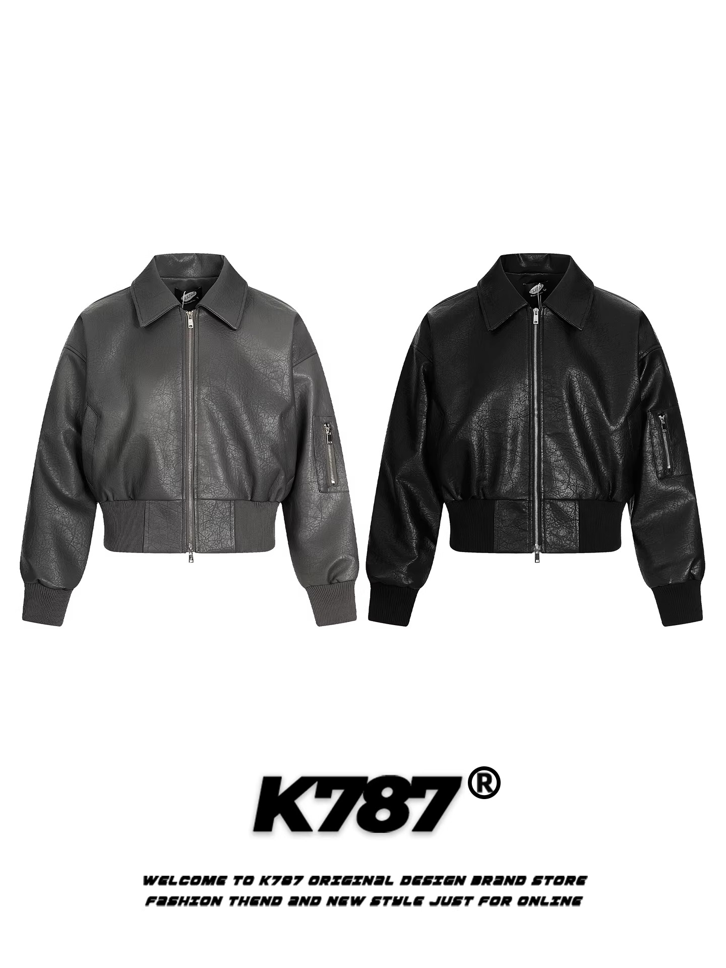 Áo khoác dáng retro Mỹ K787 dành cho nam và nữ, kiểu dáng rộng rãi, ngọt ngào, cá tính, phong cách biker, chất liệu da PU, áo khoác ngắn hợp thời trang