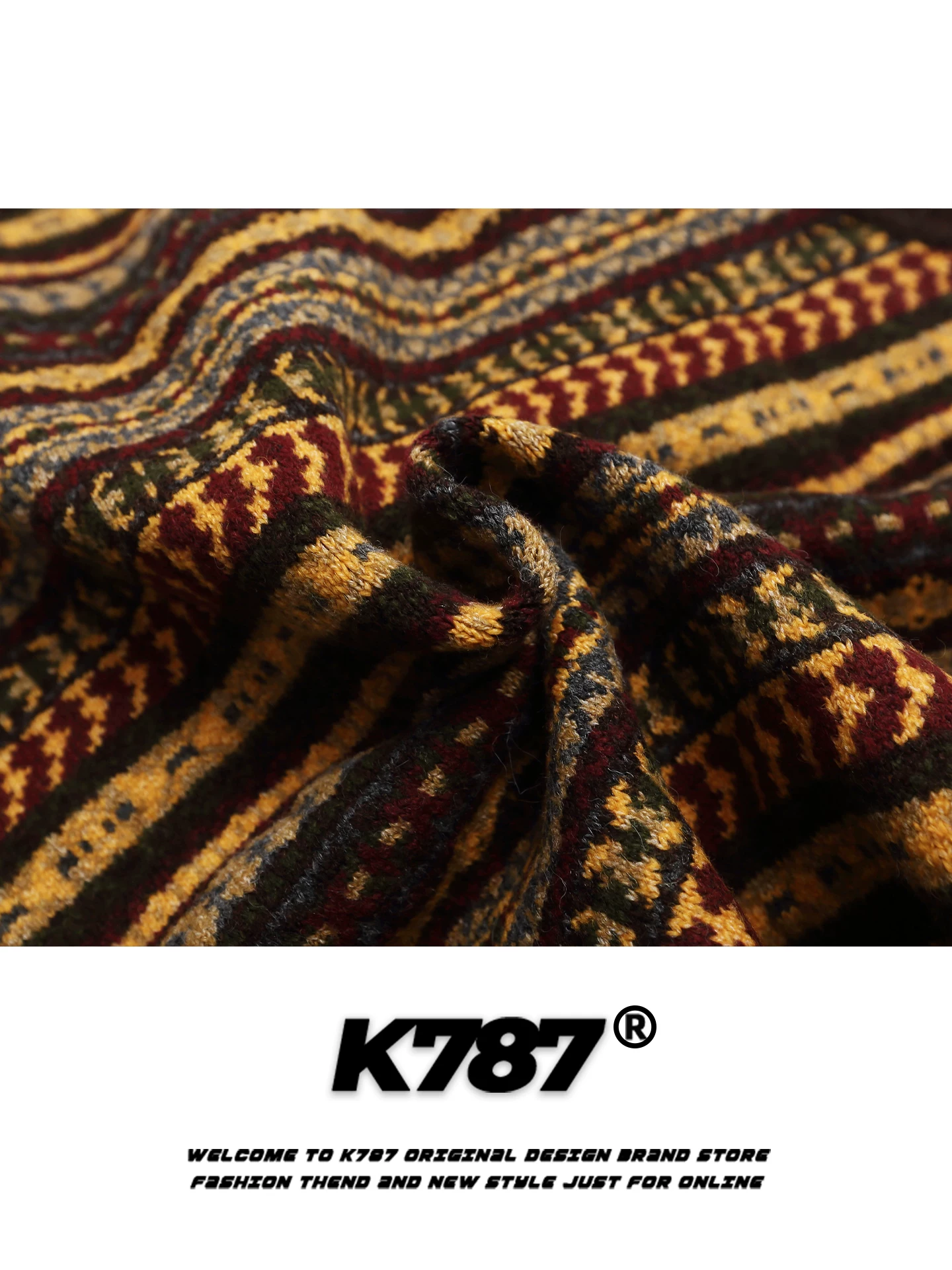 Áo vest cổ chữ V kiểu Mỹ cổ điển K787 dành cho nam và nữ, áo dệt kim không tay cổ điển dáng rộng giản dị dành cho các cặp đôi, mùa thu